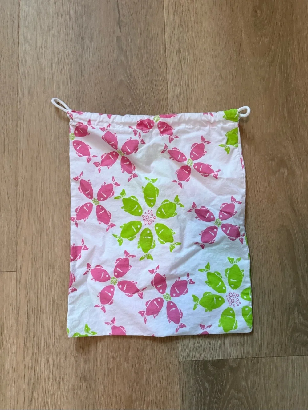 Lilly Pulitzer Vintage y2k riding the waves Pink  Green Drawstring Accessory Bag